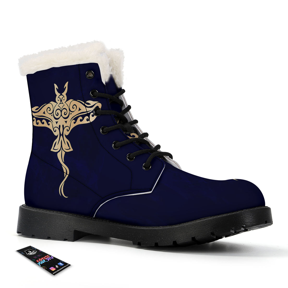 Stingray Spiritual Golden Print Winter Boots-grizzshop