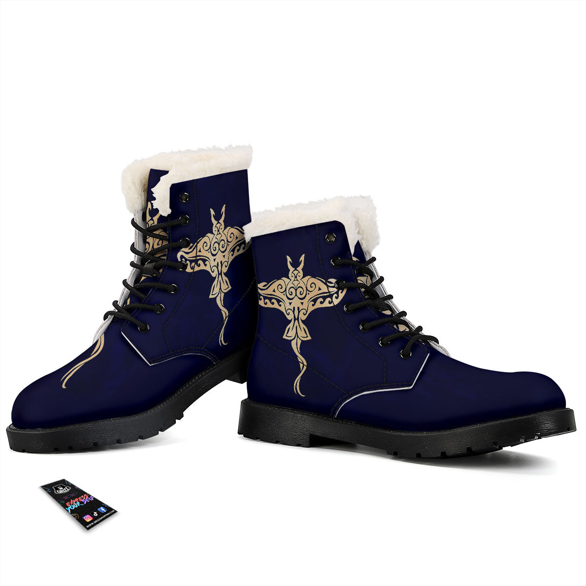 Stingray Spiritual Golden Print Winter Boots-grizzshop