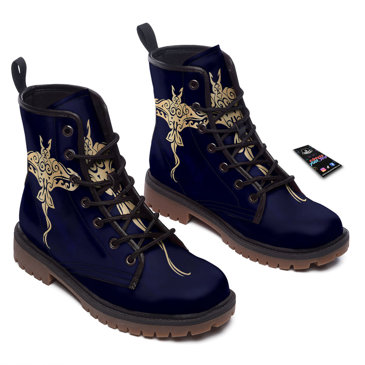 Stingray Spiritual Golden Print Work Boots-grizzshop