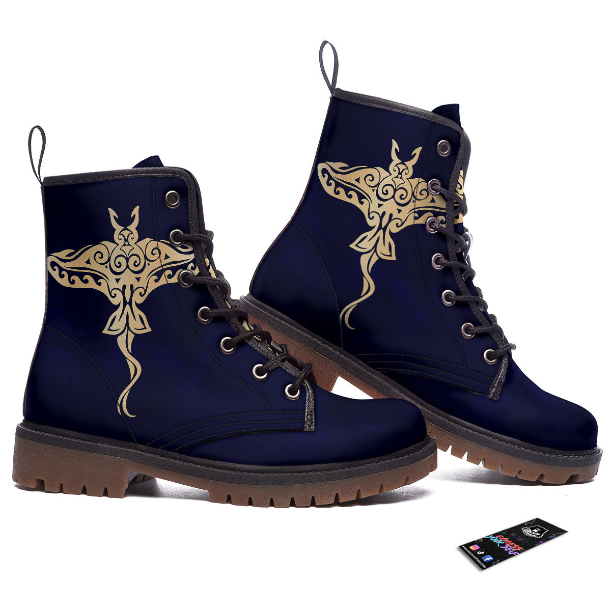 Stingray Spiritual Golden Print Work Boots-grizzshop