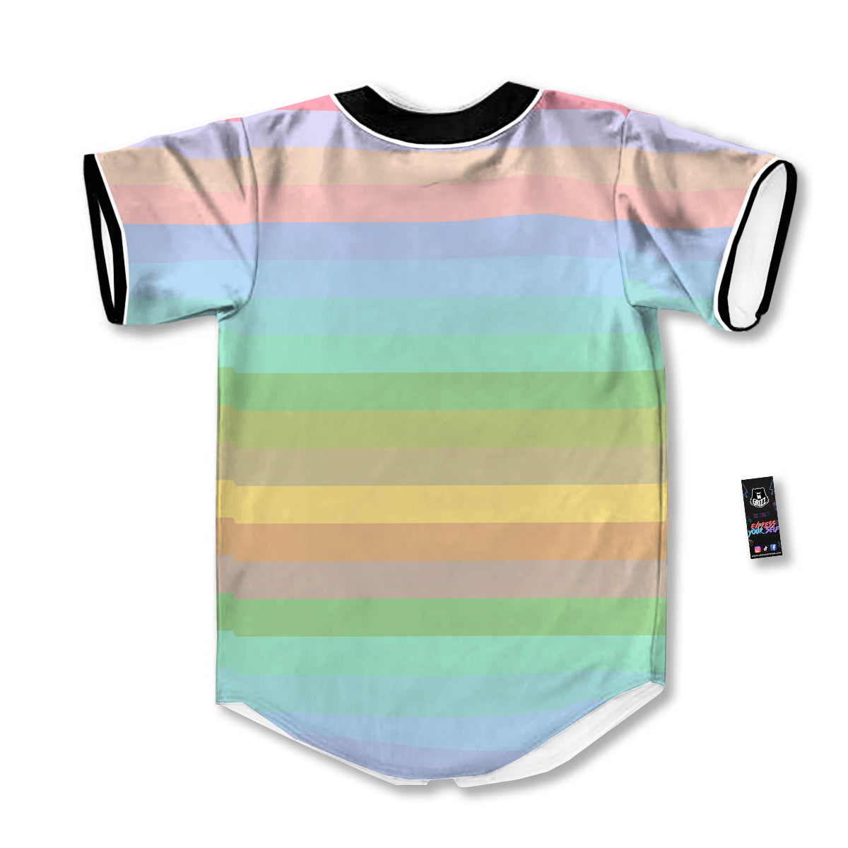 Stiped Rainbow Pastel Print Baseball Jersey-grizzshop