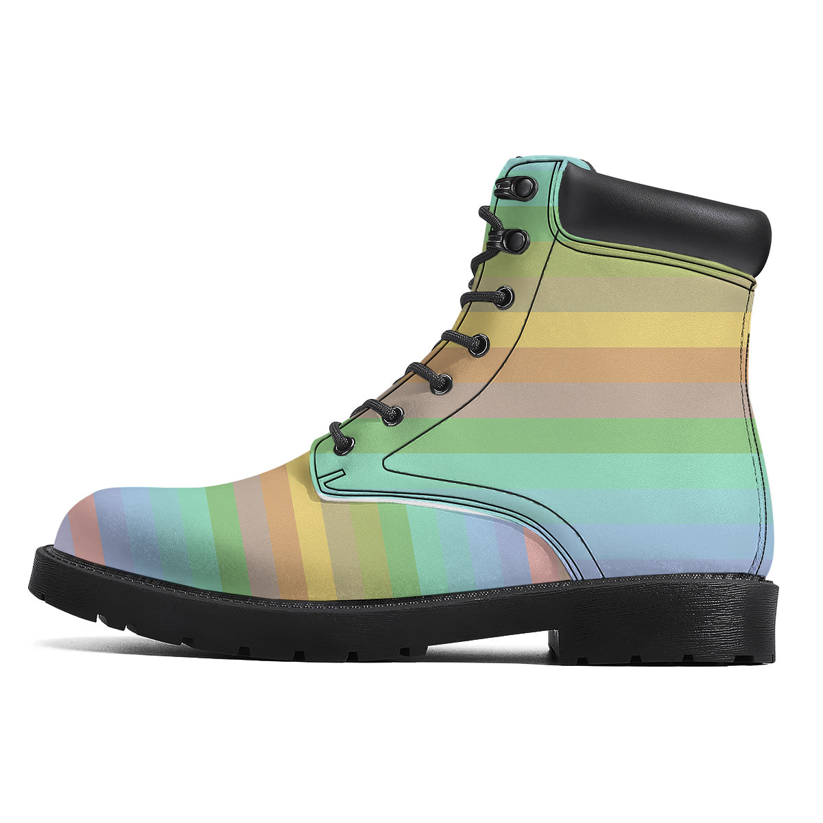 Stiped Rainbow Pastel Print Boots-grizzshop