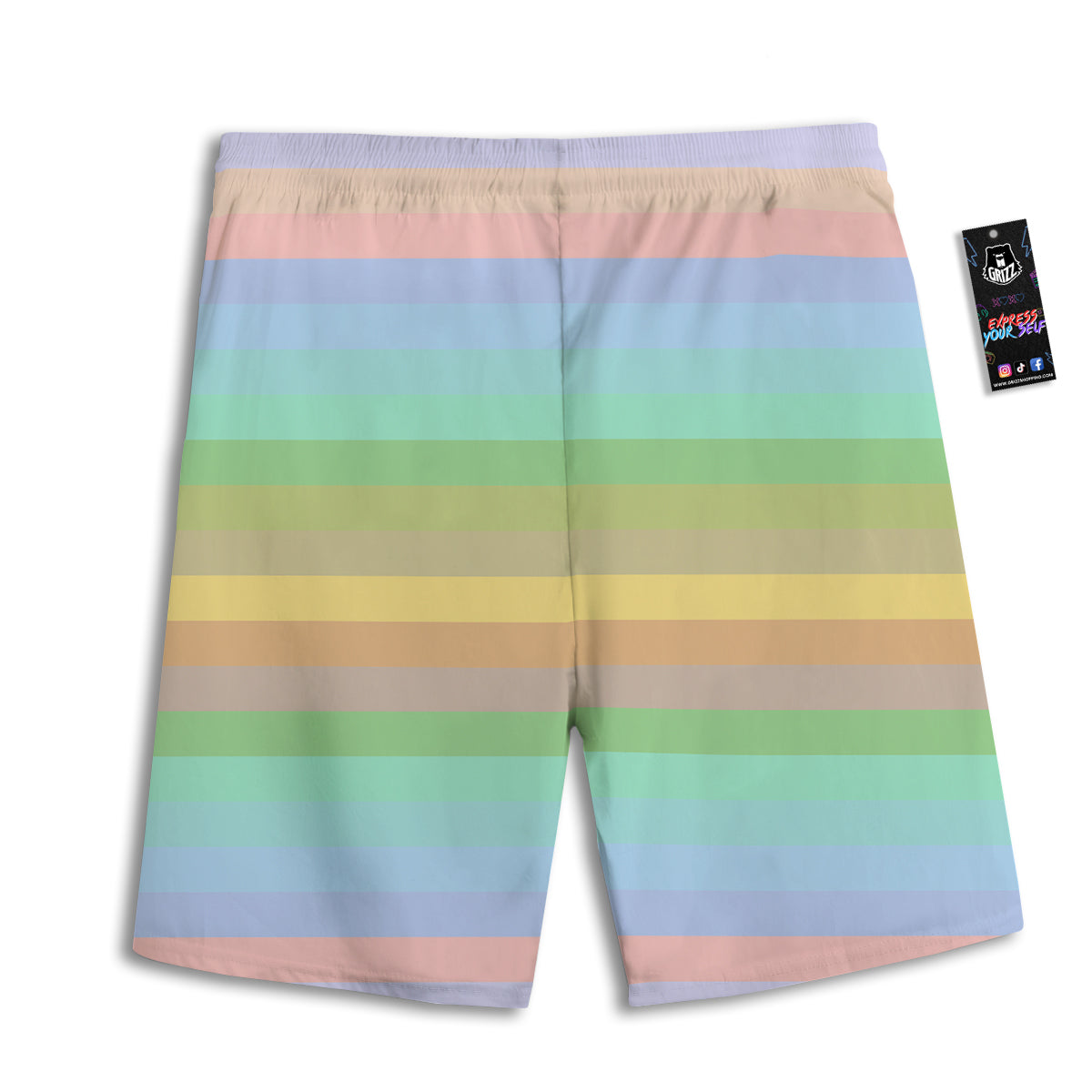 Stiped Rainbow Pastel Print Men's Athletic Shorts