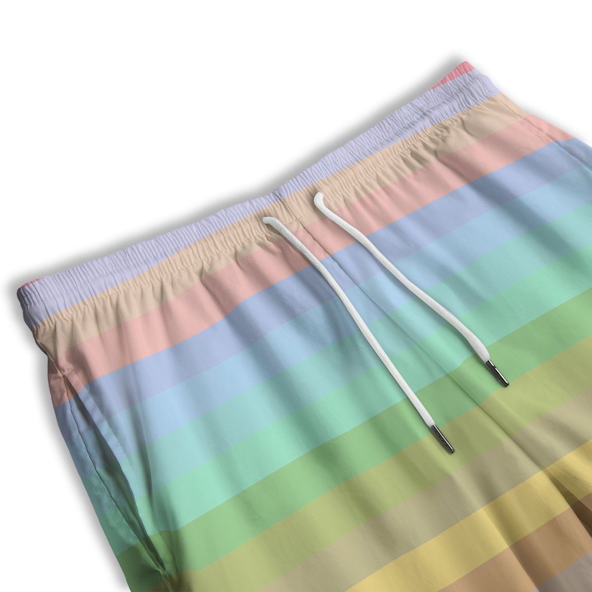 Stiped Rainbow Pastel Print Men's Athletic Shorts