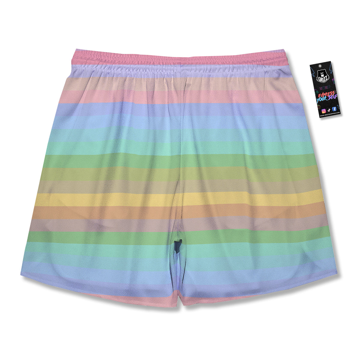 Stiped Rainbow Pastel Print Men's Running Shorts-grizzshop