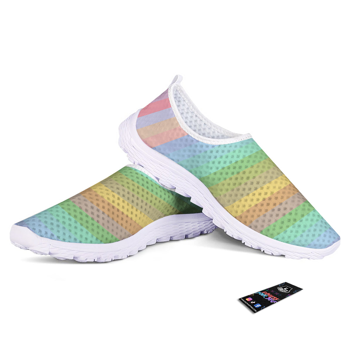 Stiped Rainbow Pastel Print Nurse Shoes-grizzshop