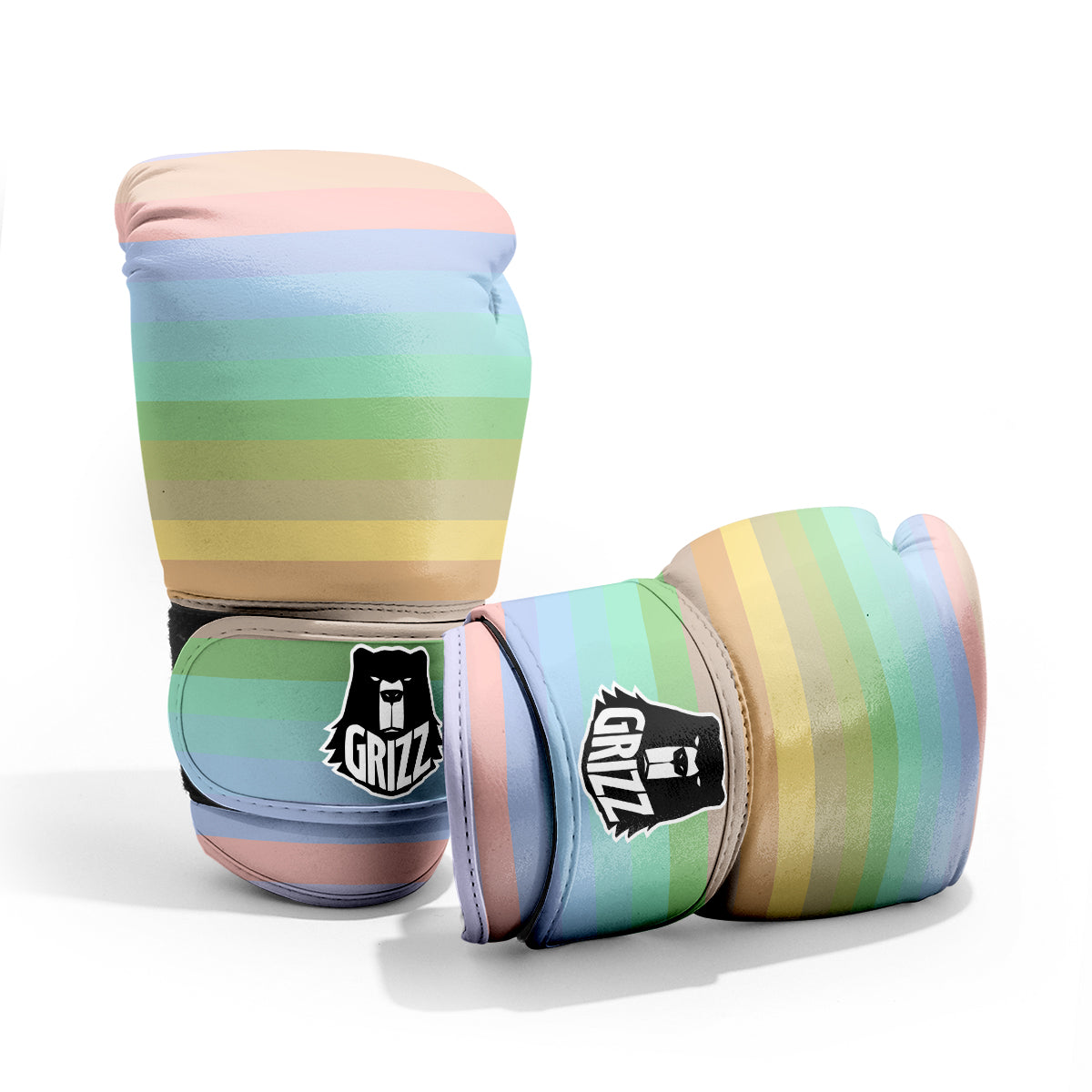 Stiped Rainbow Pastel Print Pro Boxing Glove