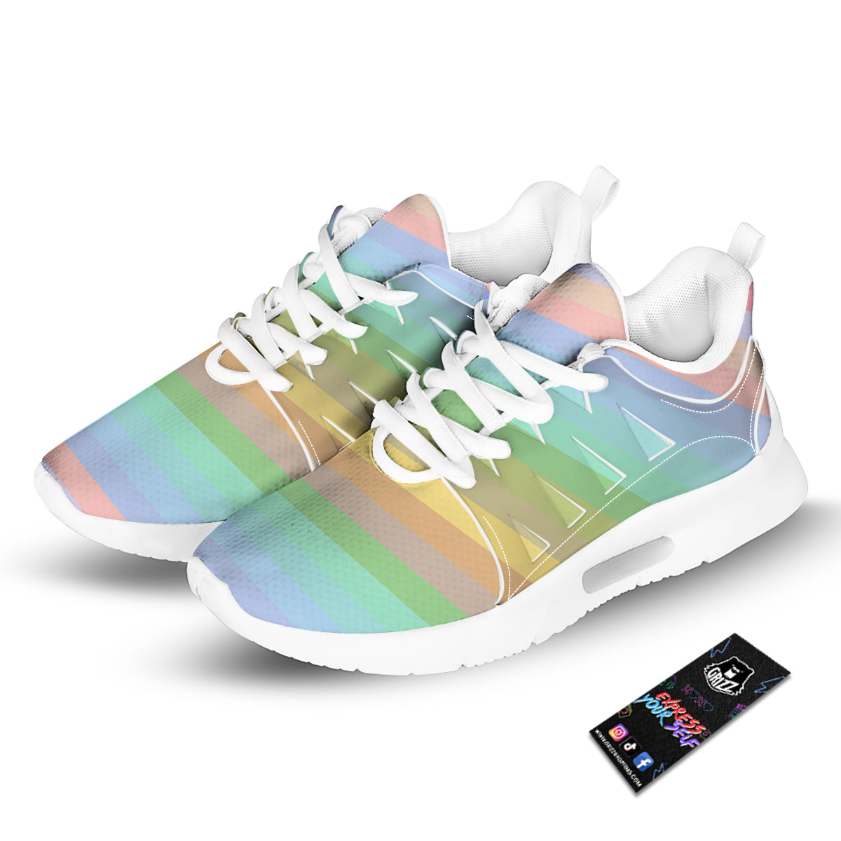 Stiped Rainbow Pastel Print Tennis Shoes-grizzshop