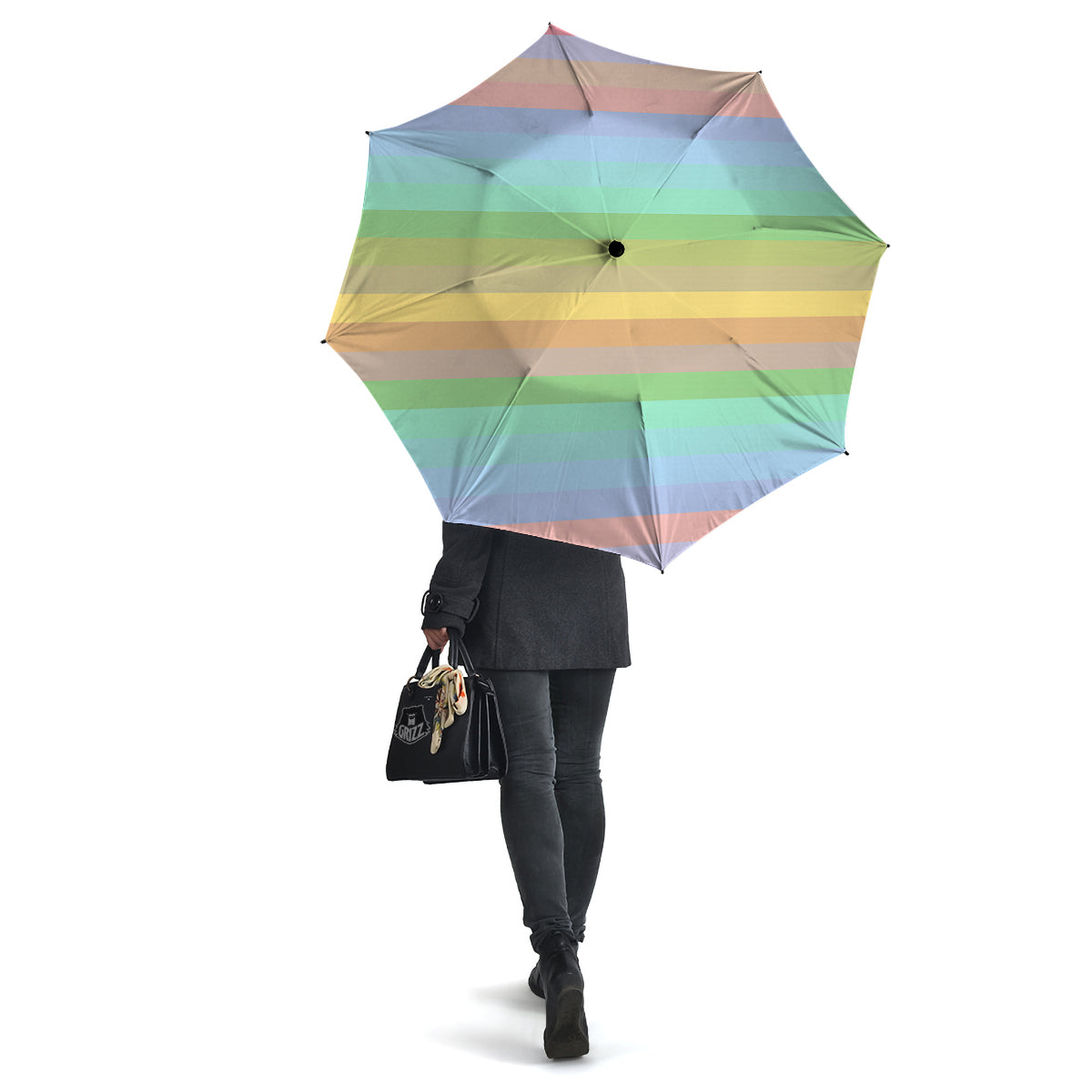 Stiped Rainbow Pastel Print Umbrella-grizzshop