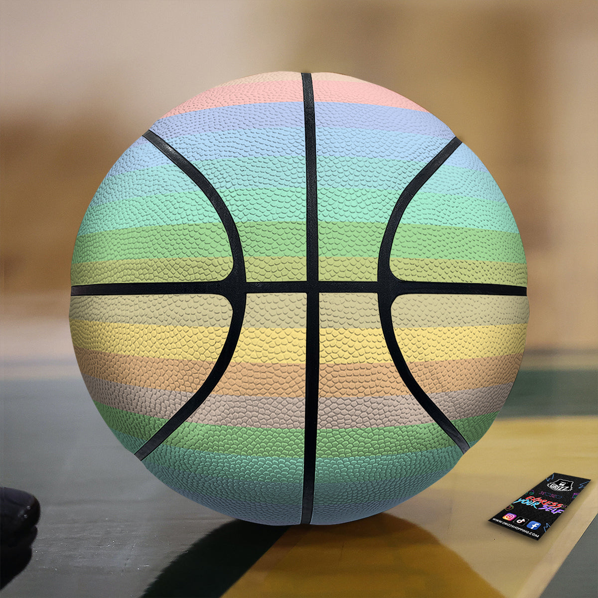 Stiped Rainbow Pastel Print Basketball