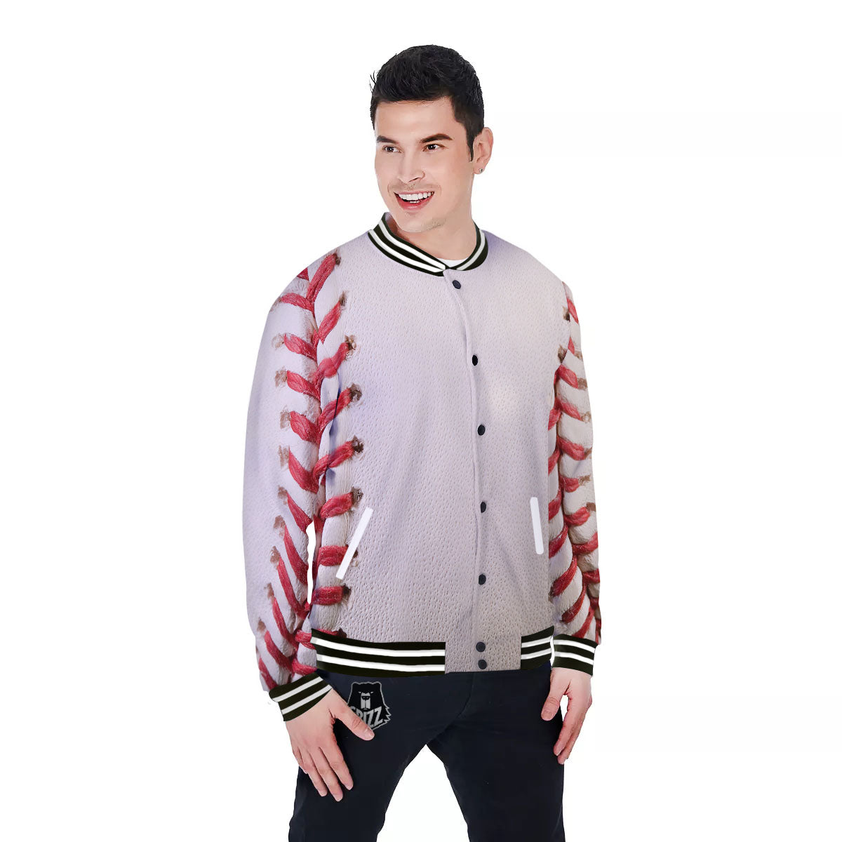 Stitching Baseball Print Baseball Jacket-grizzshop