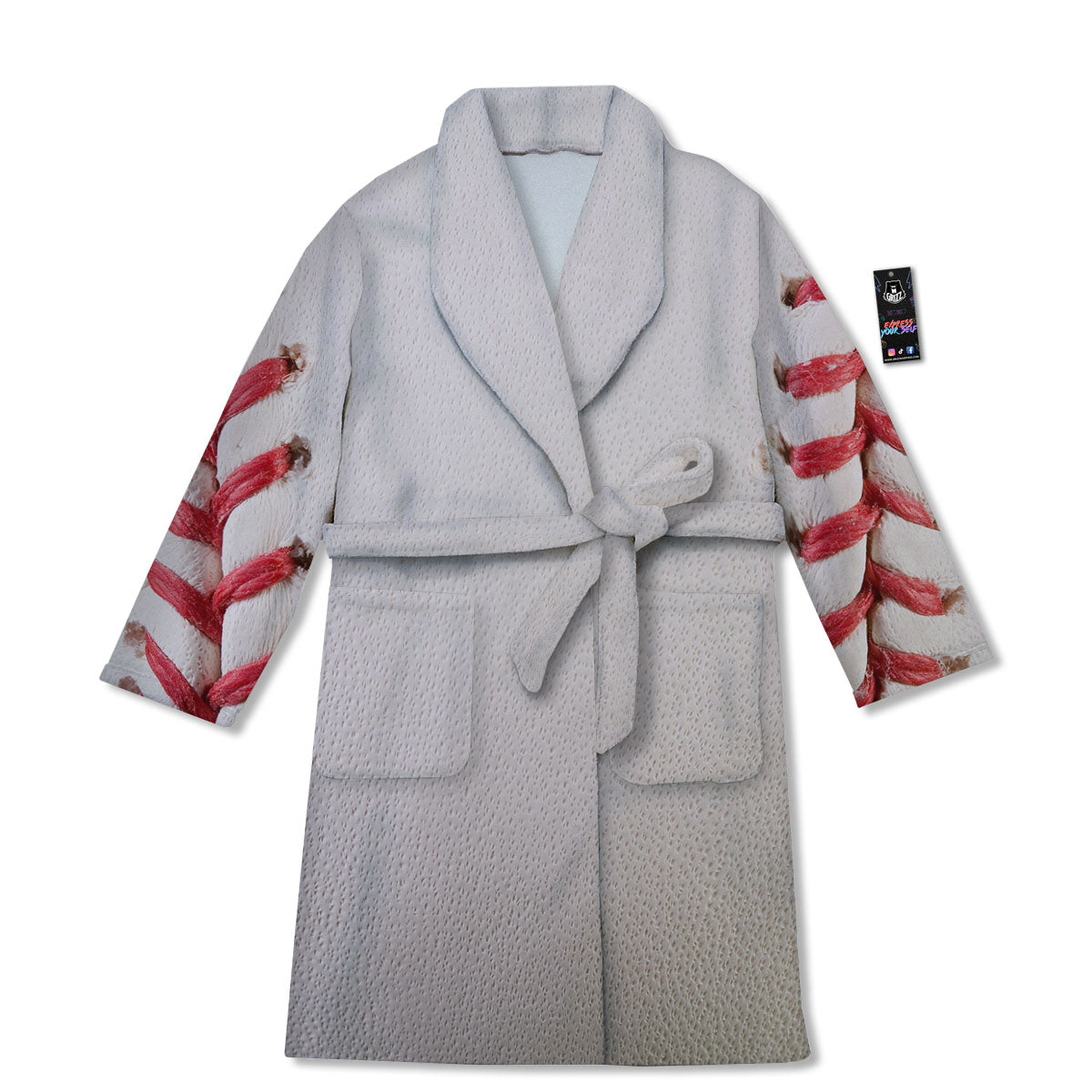 Stitching Baseball Print Bathrobe-grizzshop