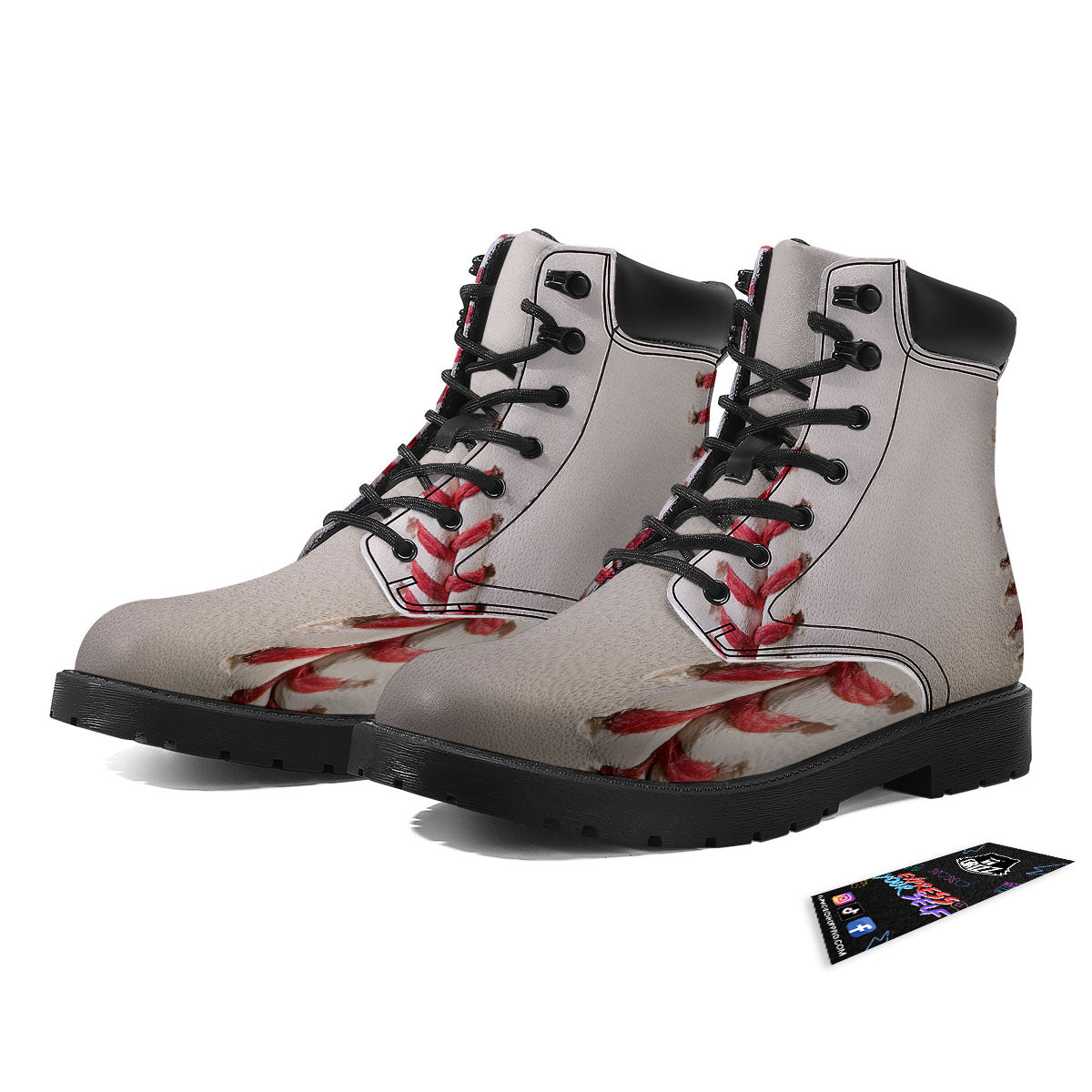Stitching Baseball Print Boots-grizzshop