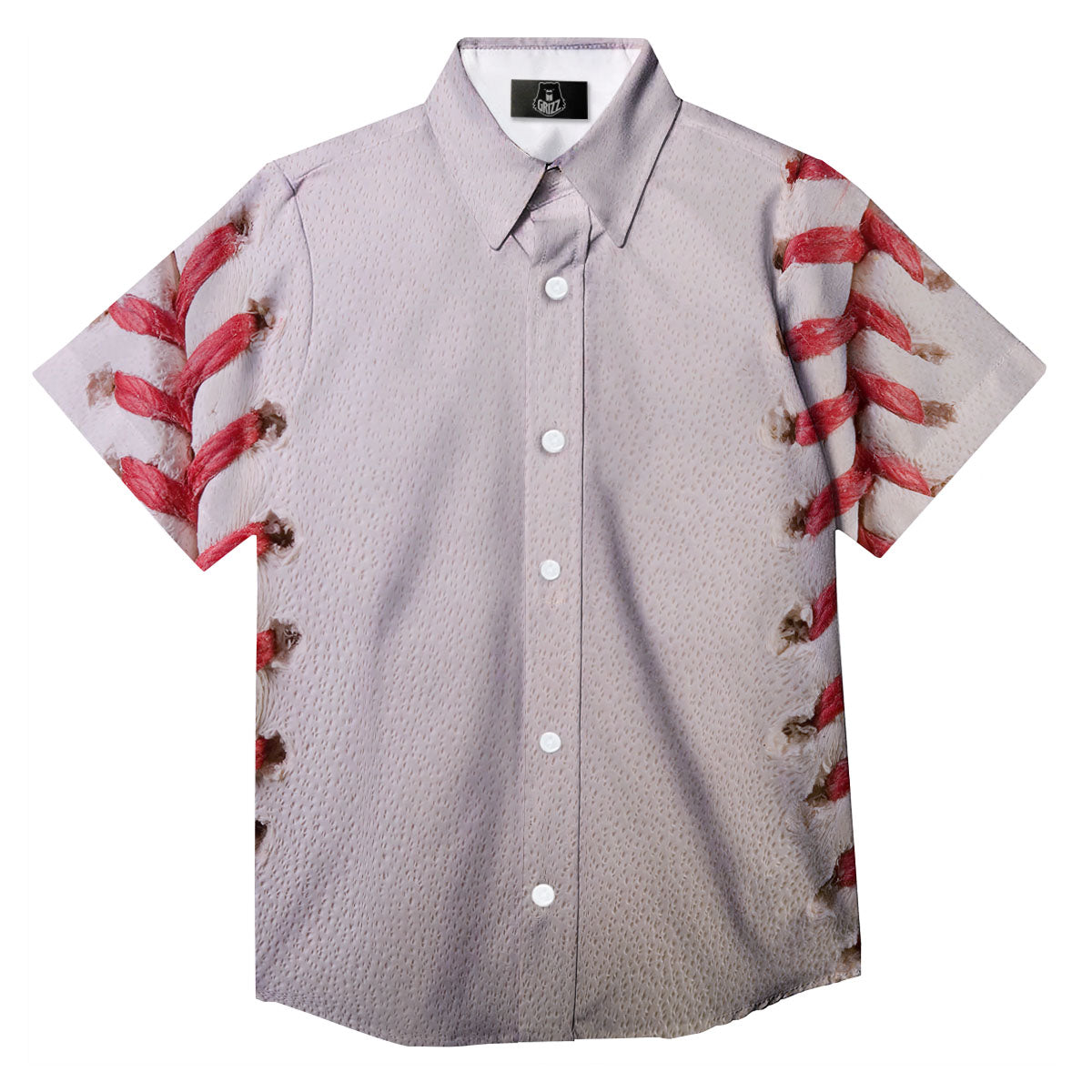 Stitching Baseball Print Button Up Shirt-grizzshop