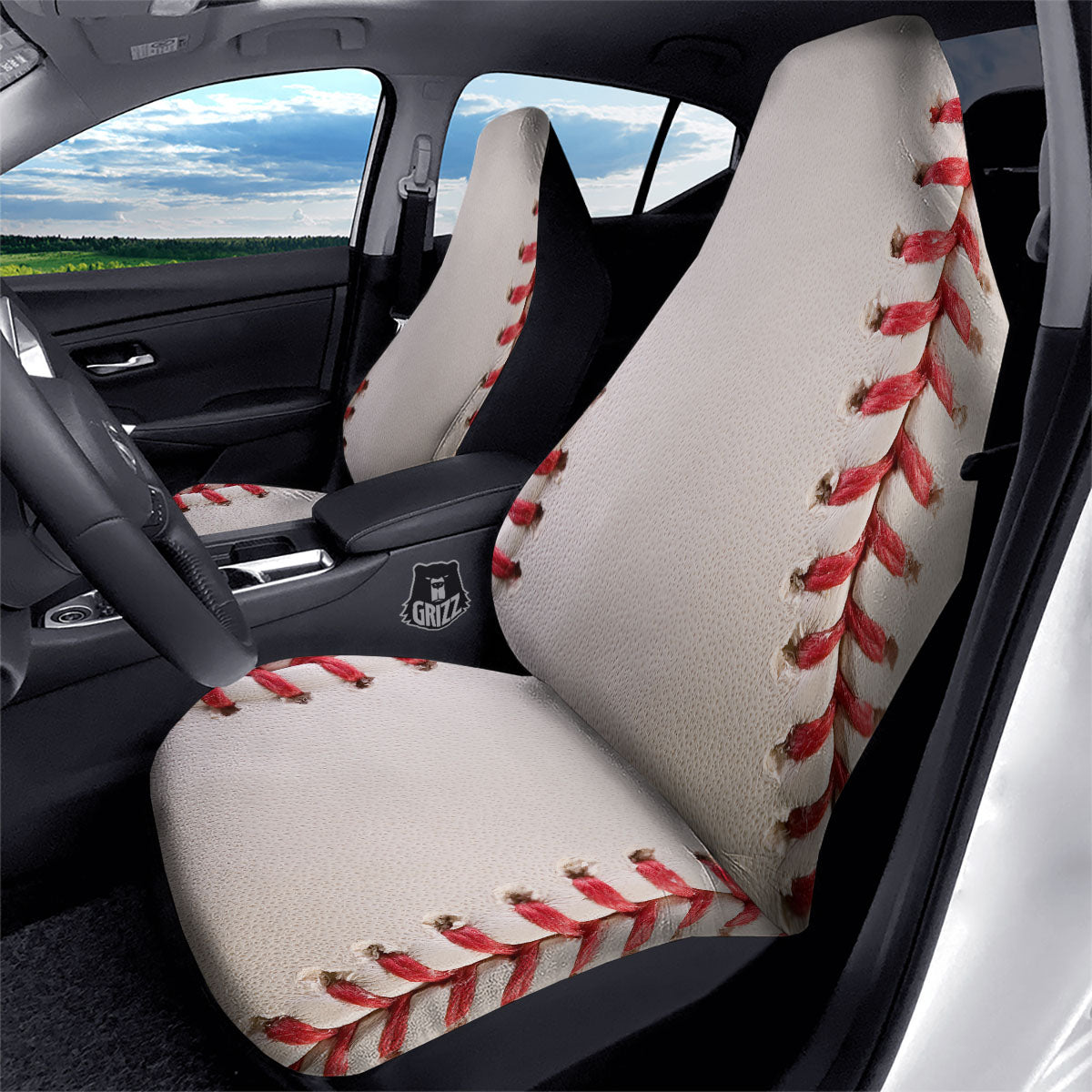 Stitching Baseball Print Car Seat Covers-grizzshop