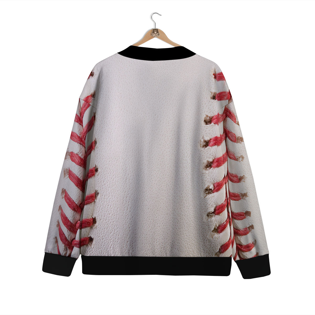 Stitching Baseball Print Cardigan-grizzshop