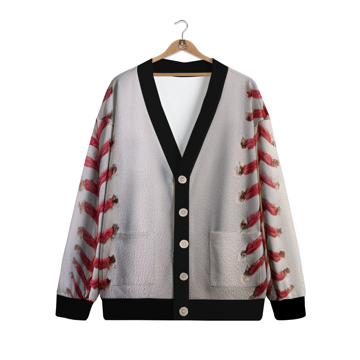 Stitching Baseball Print Cardigan-grizzshop