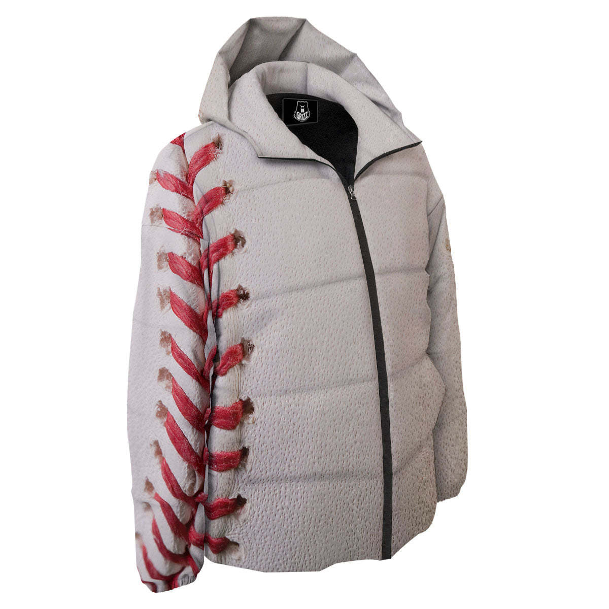 Stitching Baseball Print Down Jacket-grizzshop