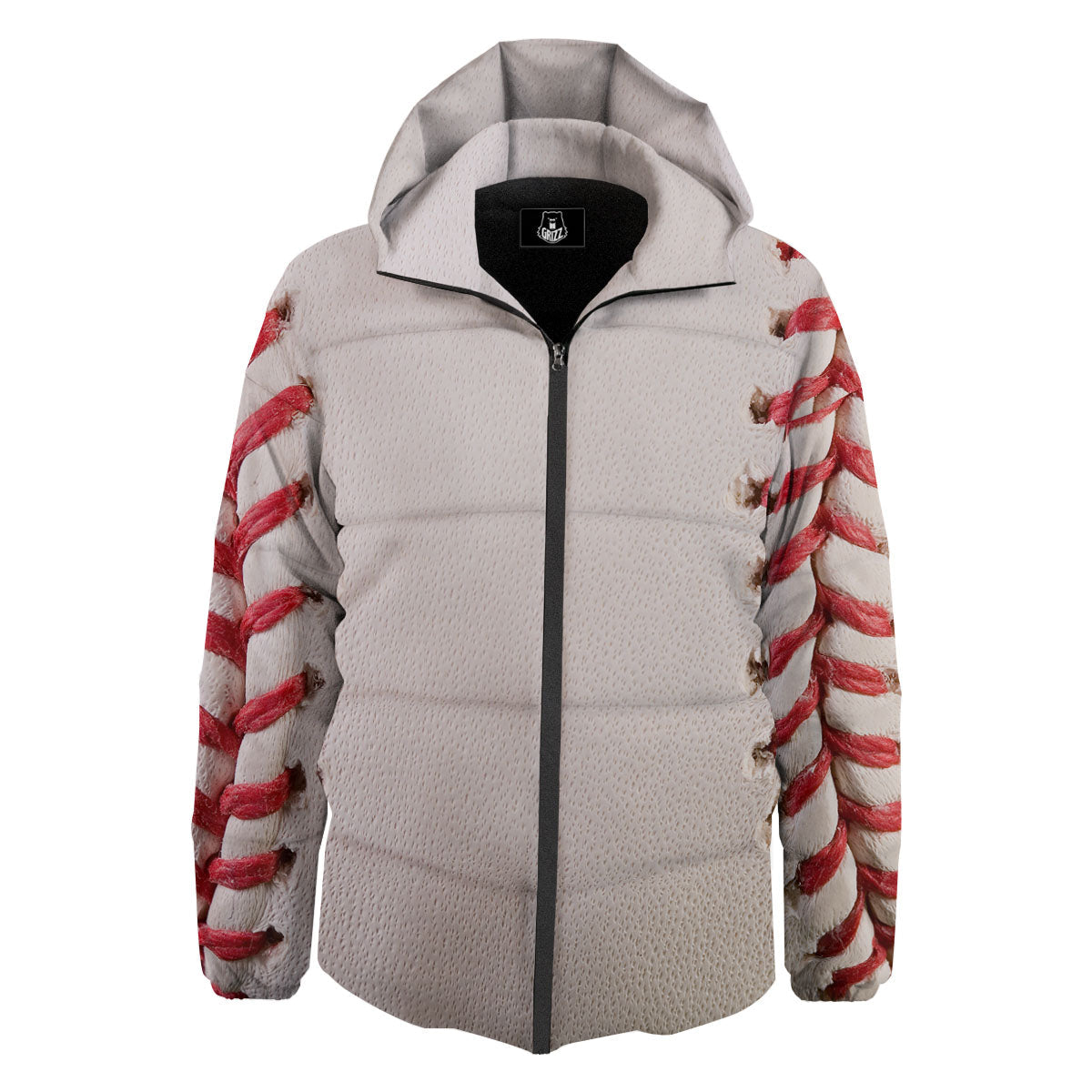 Stitching Baseball Print Down Jacket-grizzshop