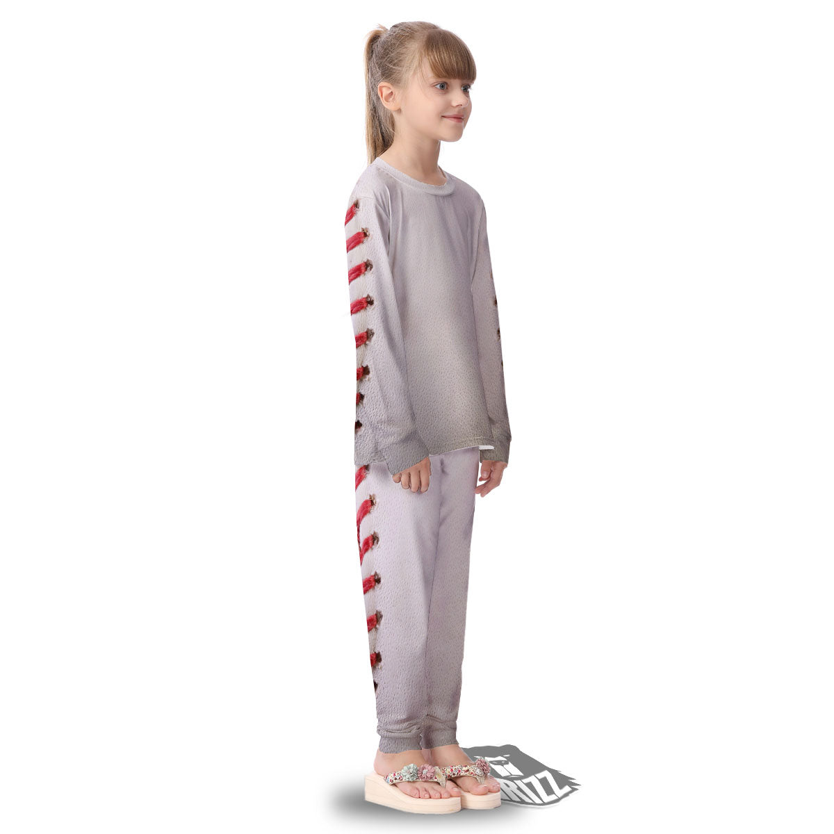 Stitching Baseball Print Kid's Pajamas-grizzshop