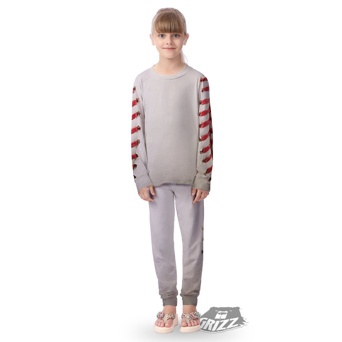 Stitching Baseball Print Kid's Pajamas-grizzshop
