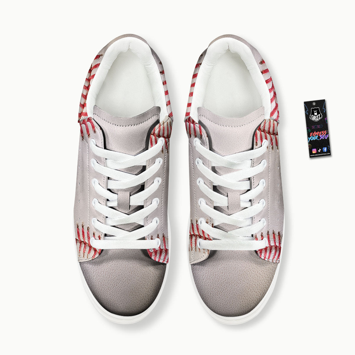 Stitching Baseball Print Platform Shoes-grizzshop