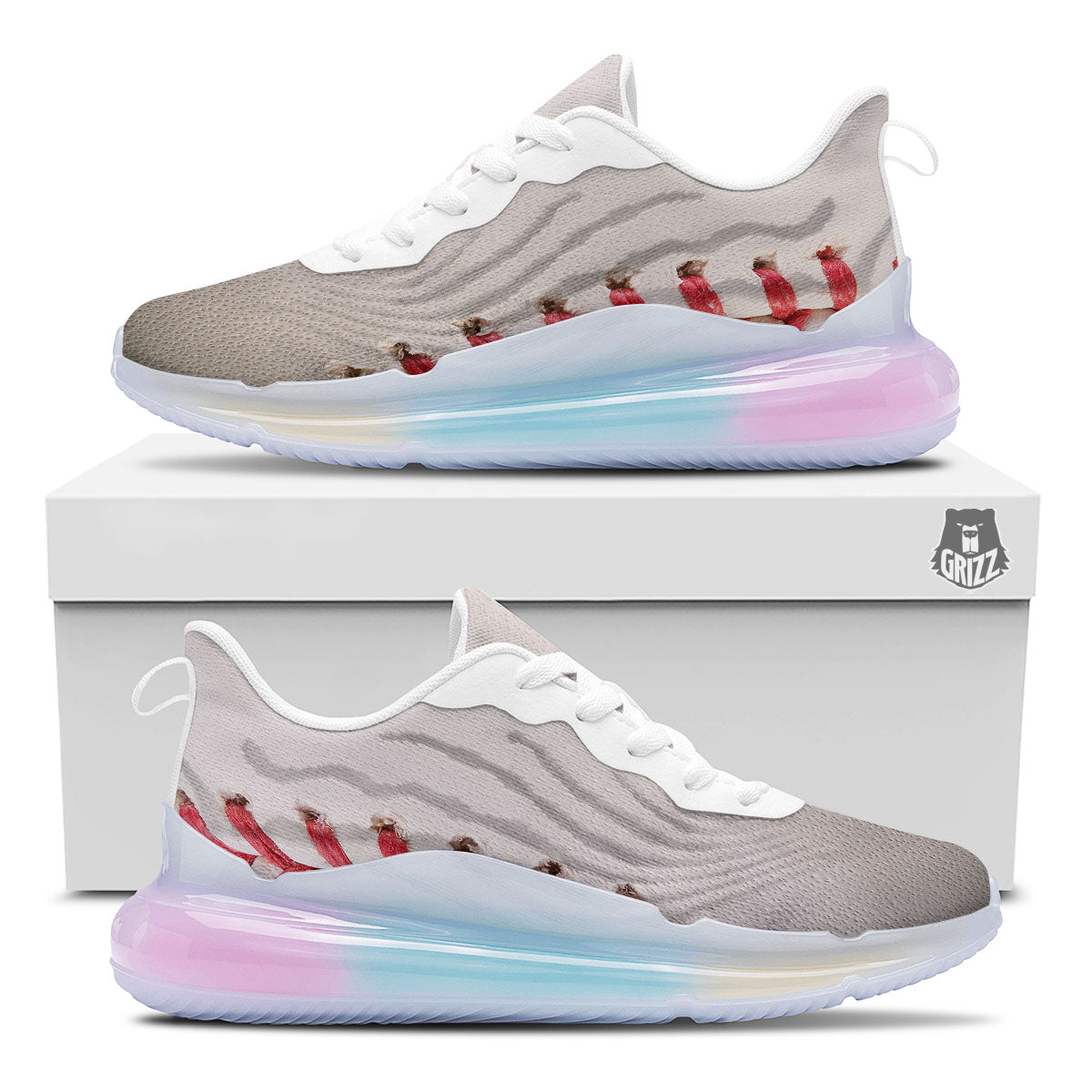 Stitching Baseball Print Running Sneakers-grizzshop