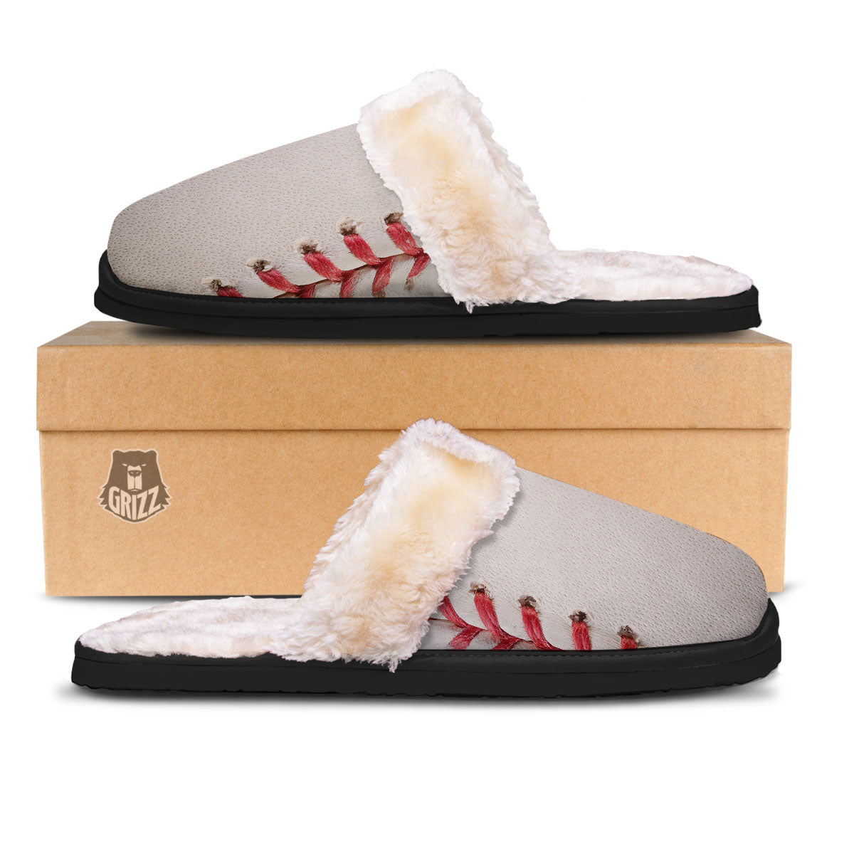 Stitching Baseball Print Slippers-grizzshop
