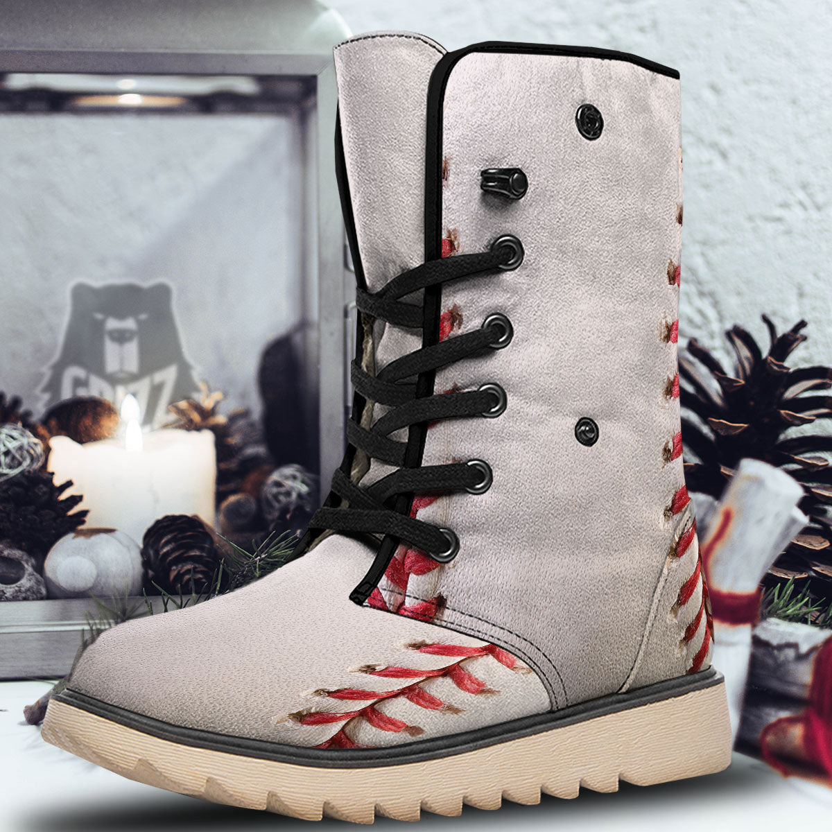 Stitching Baseball Print Snow Boots-grizzshop