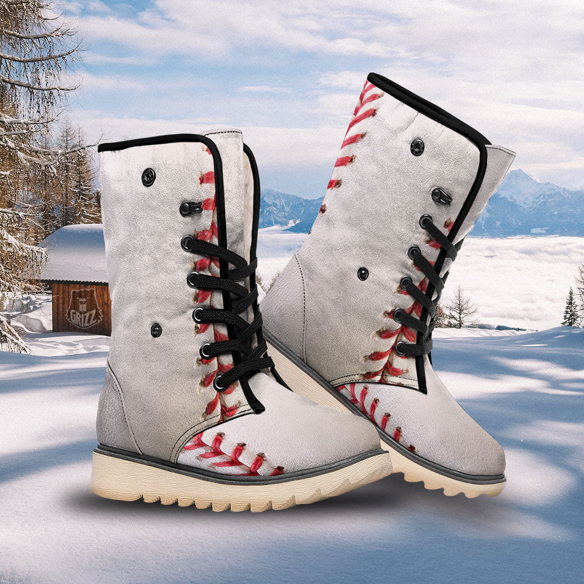 Stitching Baseball Print Snow Boots-grizzshop