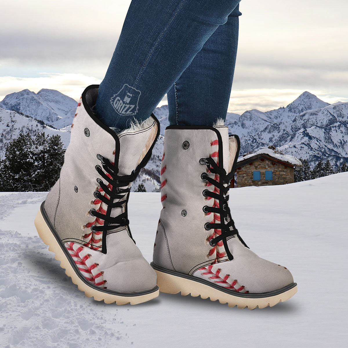 Stitching Baseball Print Snow Boots-grizzshop