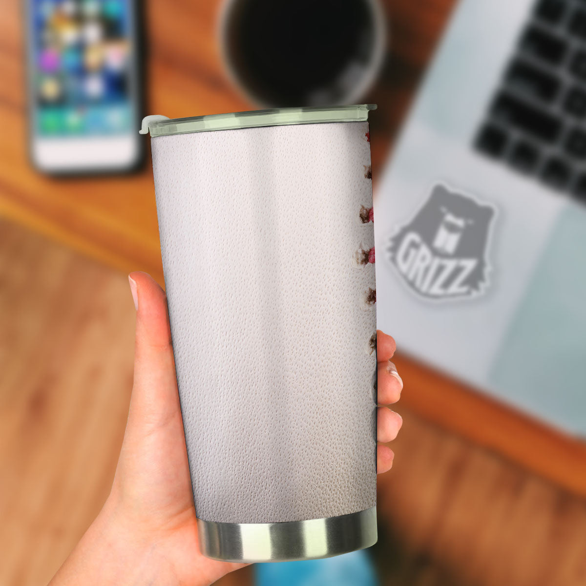 Stitching Baseball Print Tumbler-grizzshop