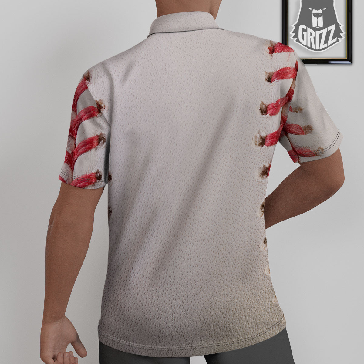 Stitching Baseball Print Untucked Shirts-grizzshop