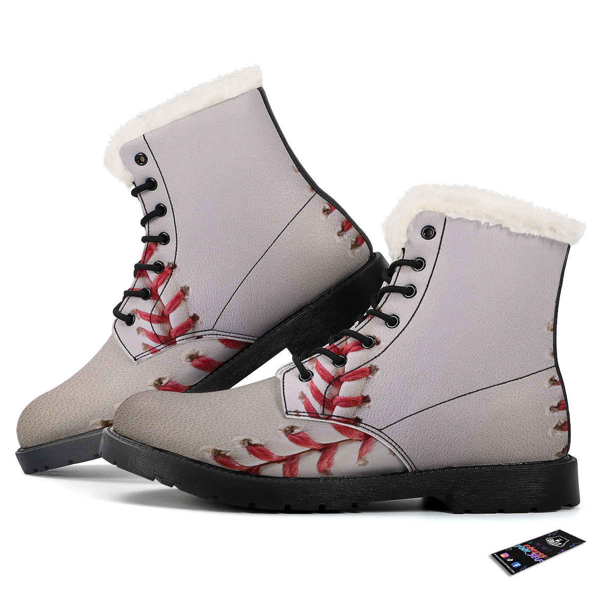 Stitching Baseball Print Winter Boots-grizzshop