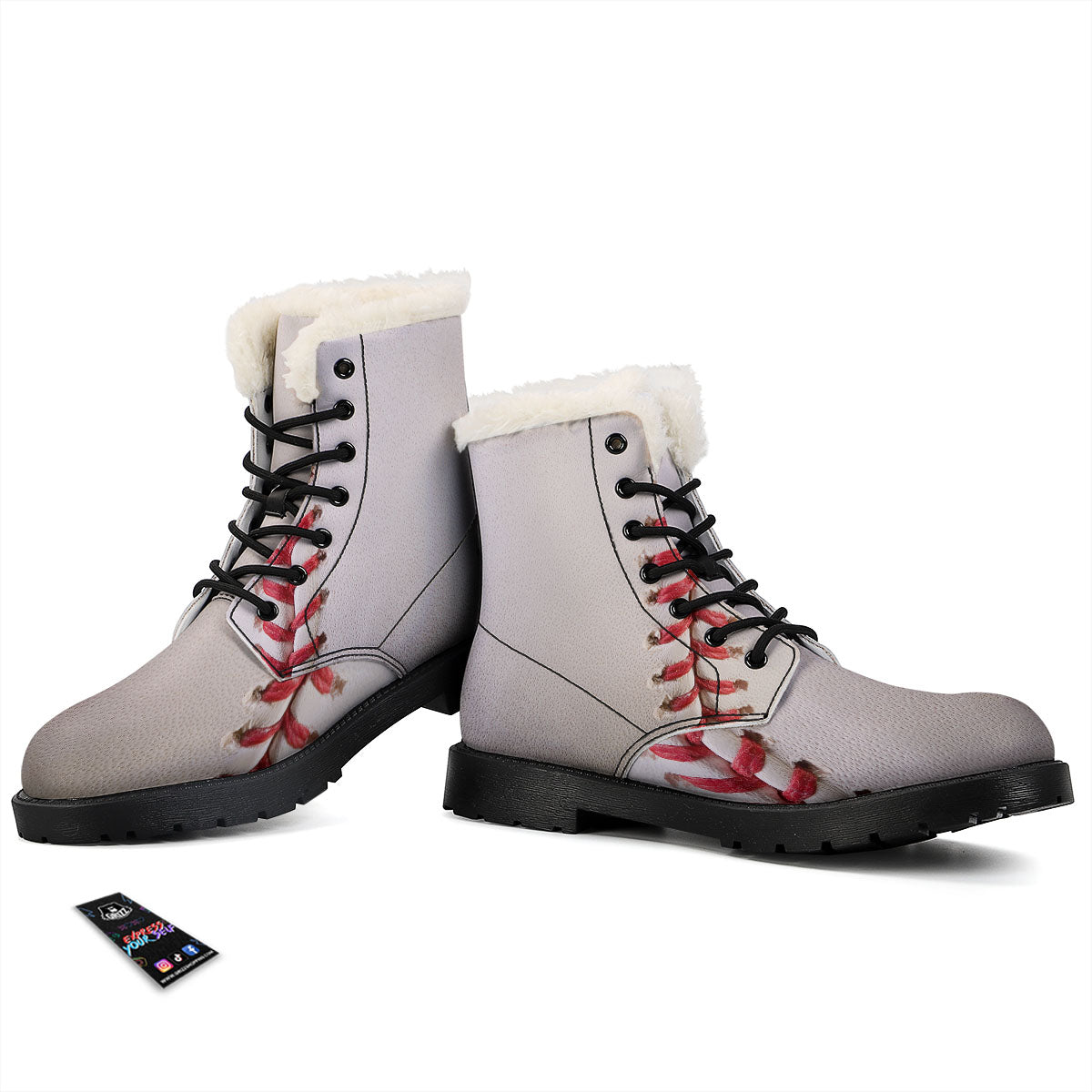 Stitching Baseball Print Winter Boots-grizzshop