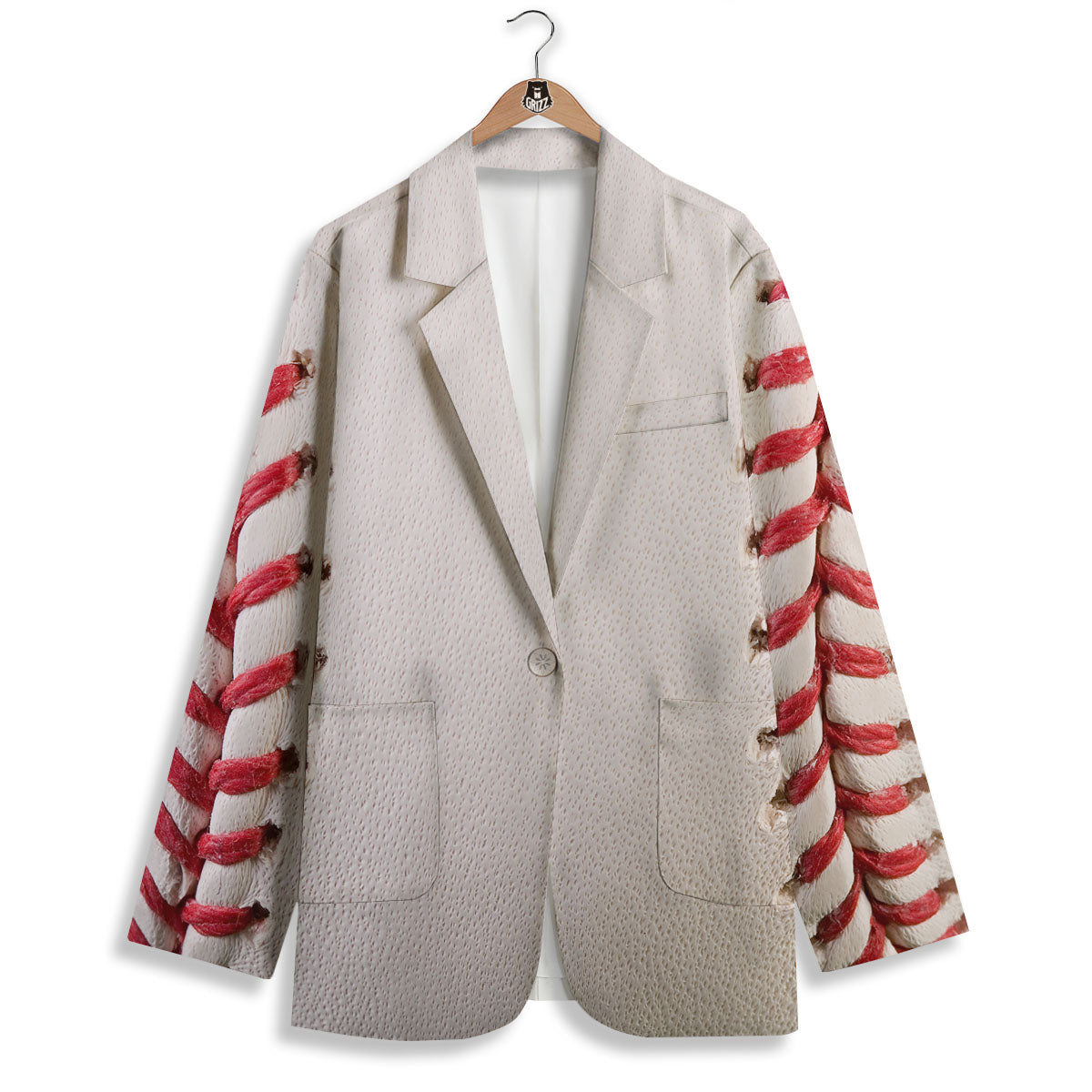 Stitching Baseball Print Women's Blazer-grizzshop