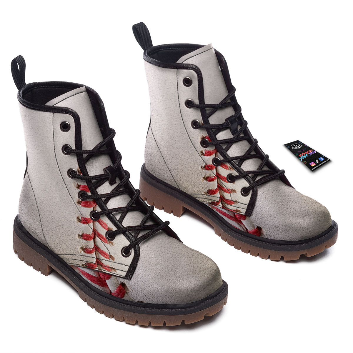 Stitching Baseball Print Work Boots-grizzshop