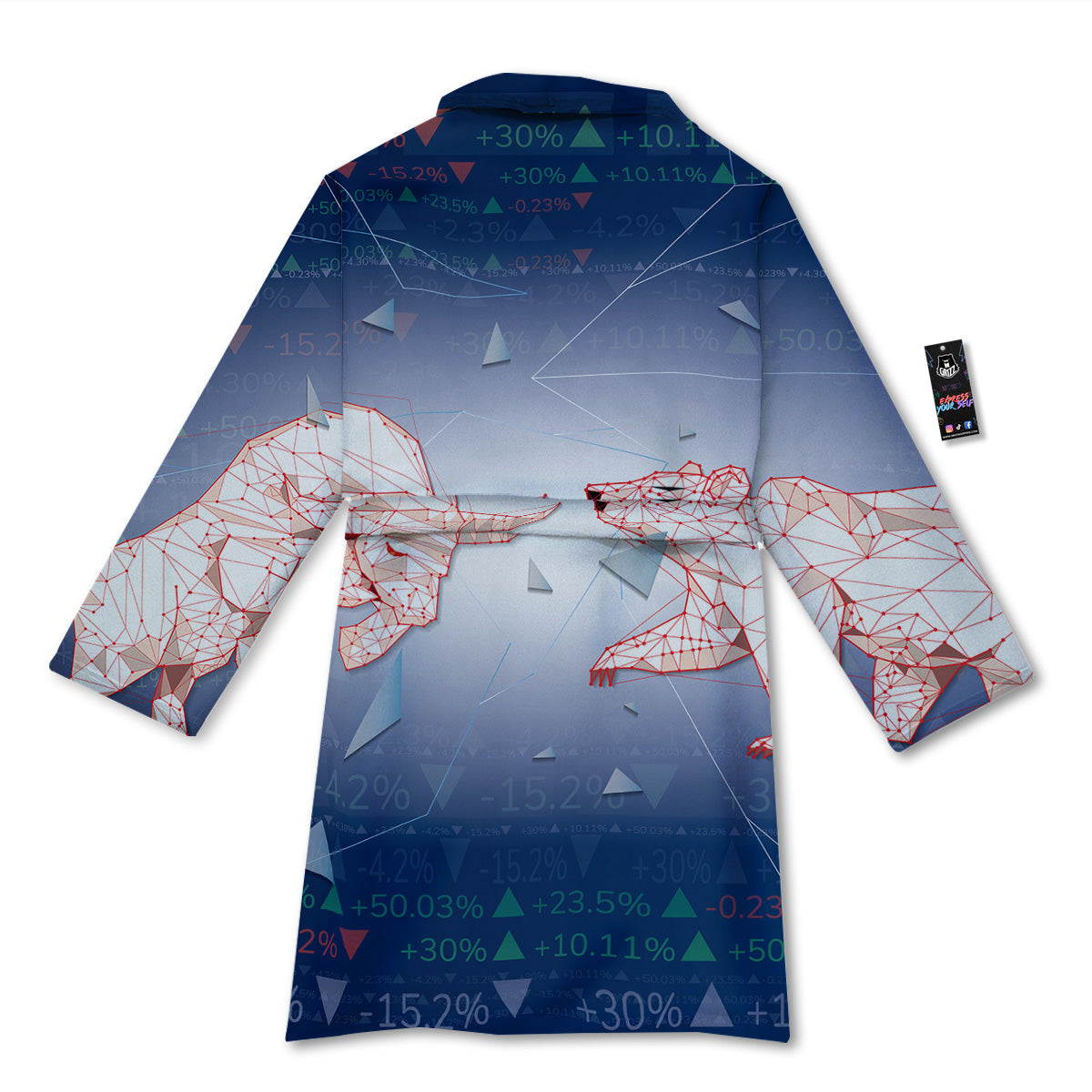 Stock Market Bear And Bull Print Bathrobe-grizzshop