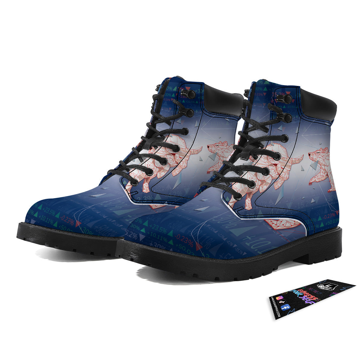 Stock Market Bear And Bull Print Boots-grizzshop