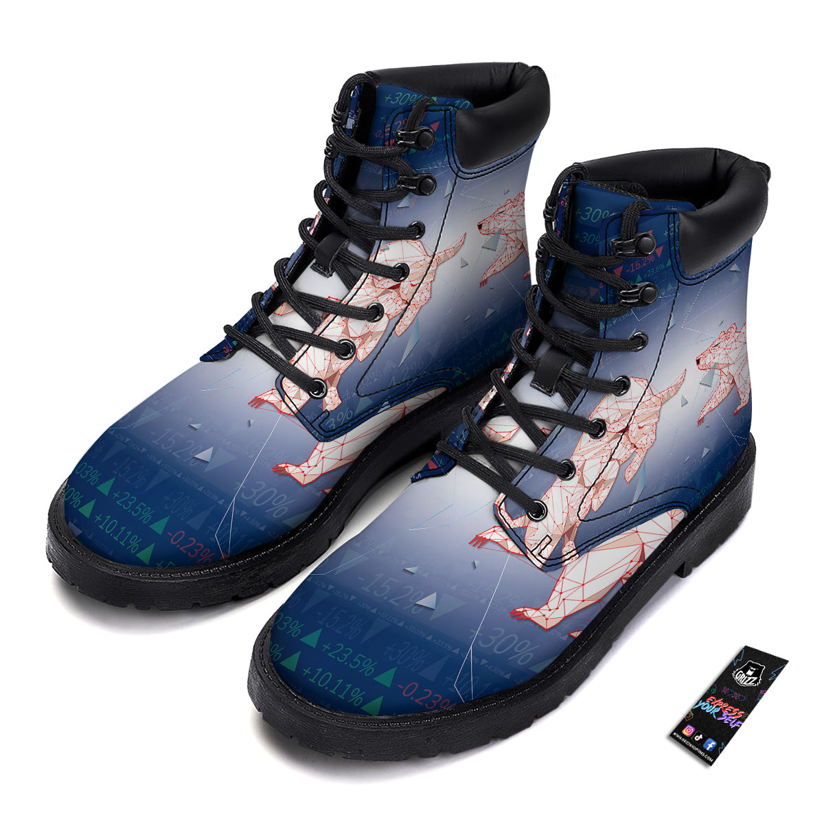 Stock Market Bear And Bull Print Boots-grizzshop