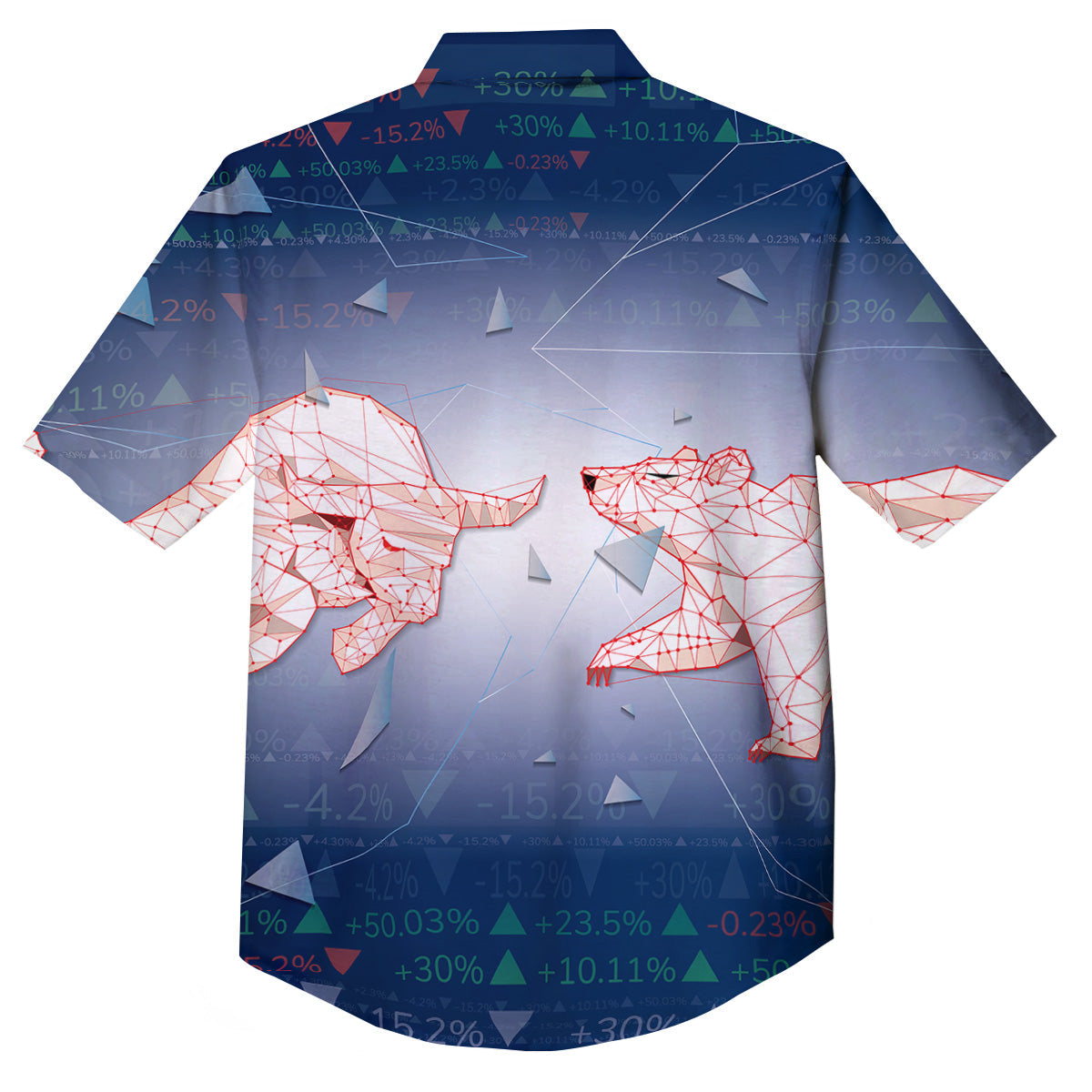 Stock Market Bear And Bull Print Button Up Shirt-grizzshop