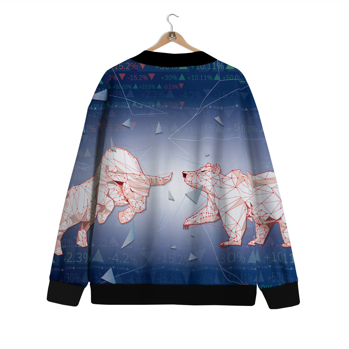 Stock Market Bear And Bull Print Cardigan-grizzshop