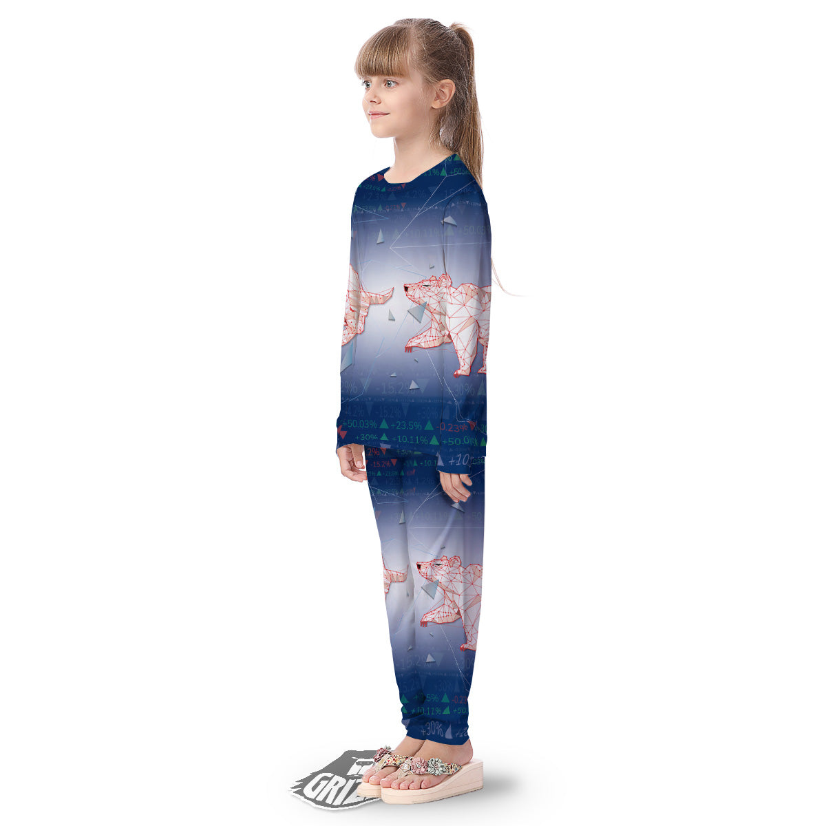 Stock Market Bear And Bull Print Kid's Pajamas-grizzshop