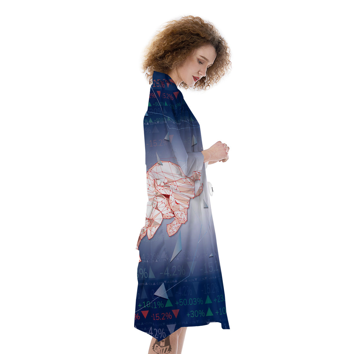 Stock Market Bear And Bull Print Kimono-grizzshop