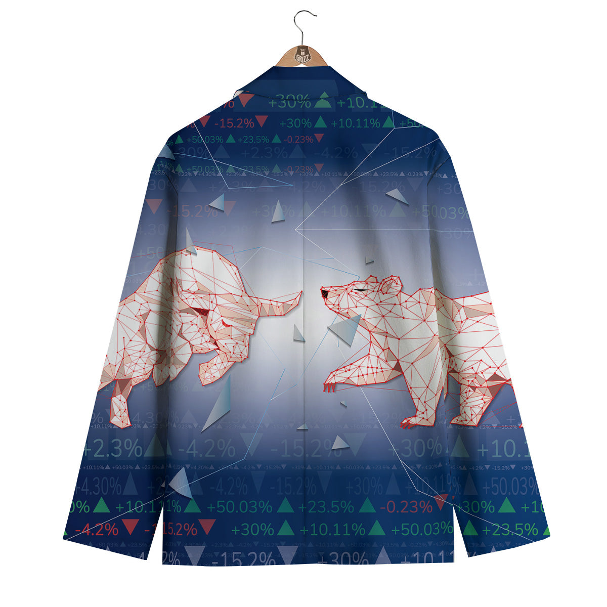 Stock Market Bear And Bull Print Men's Blazer-grizzshop