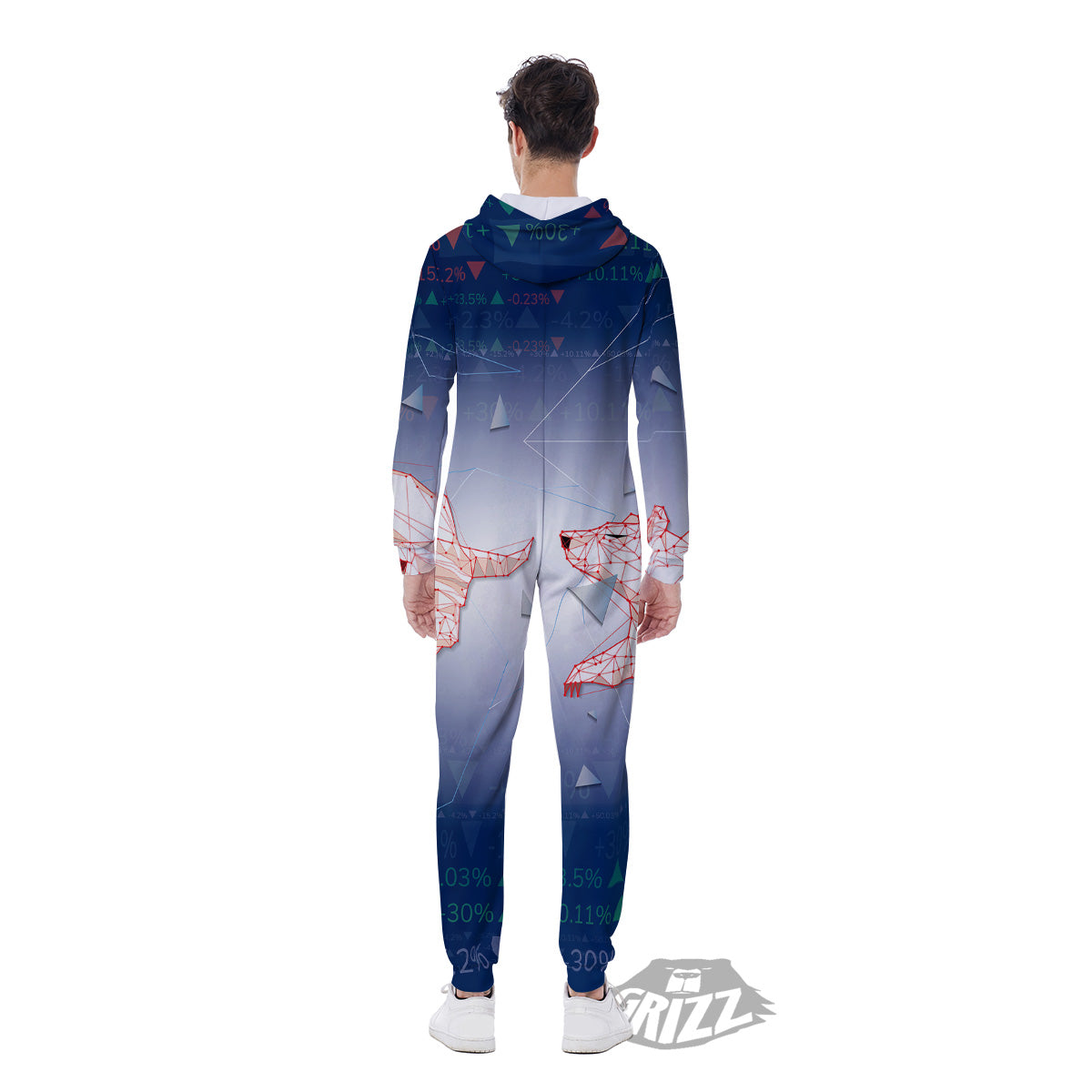 Stock Market Bear And Bull Print Men's Jumpsuit-grizzshop