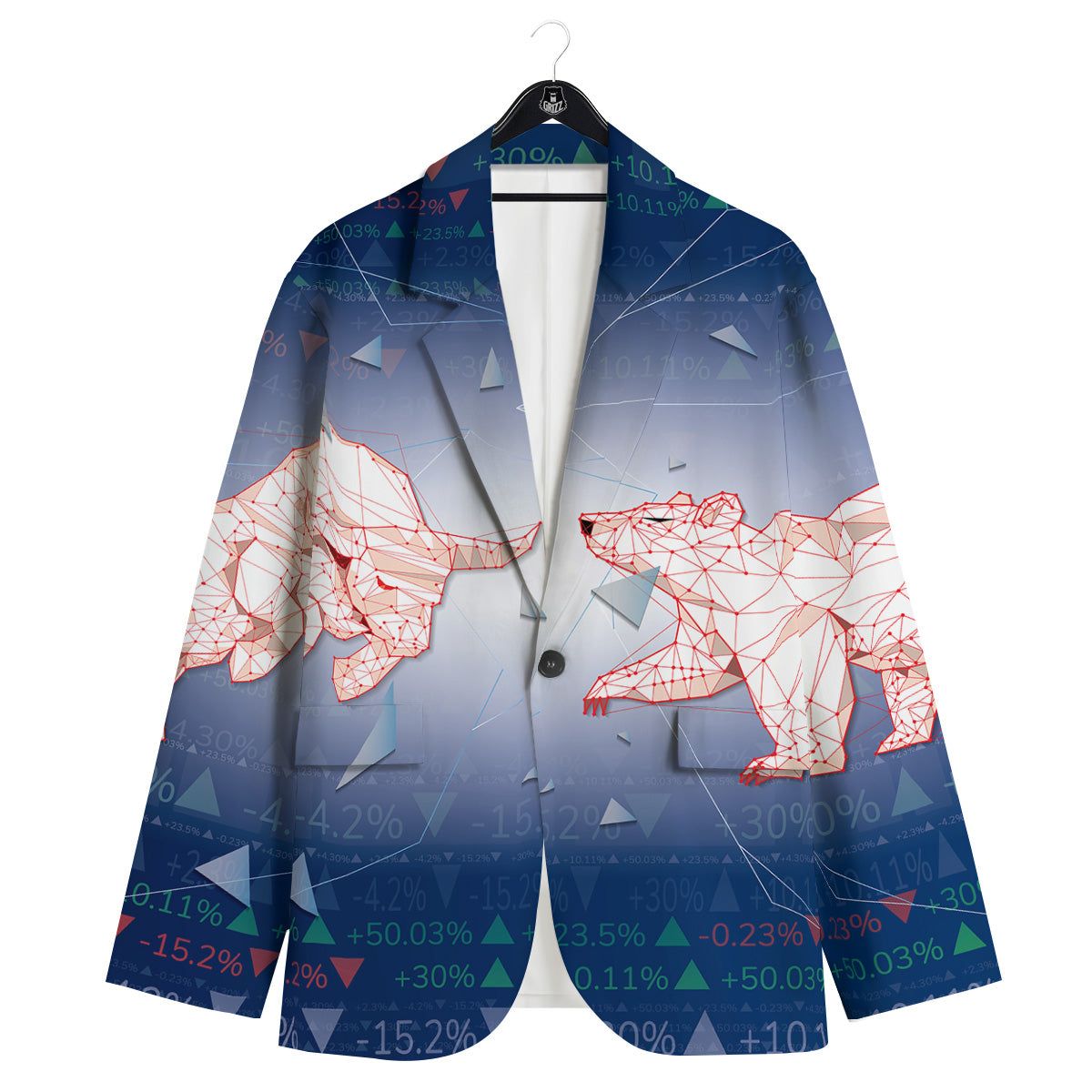 Stock Market Bear And Bull Print Men's Sport Coat-grizzshop