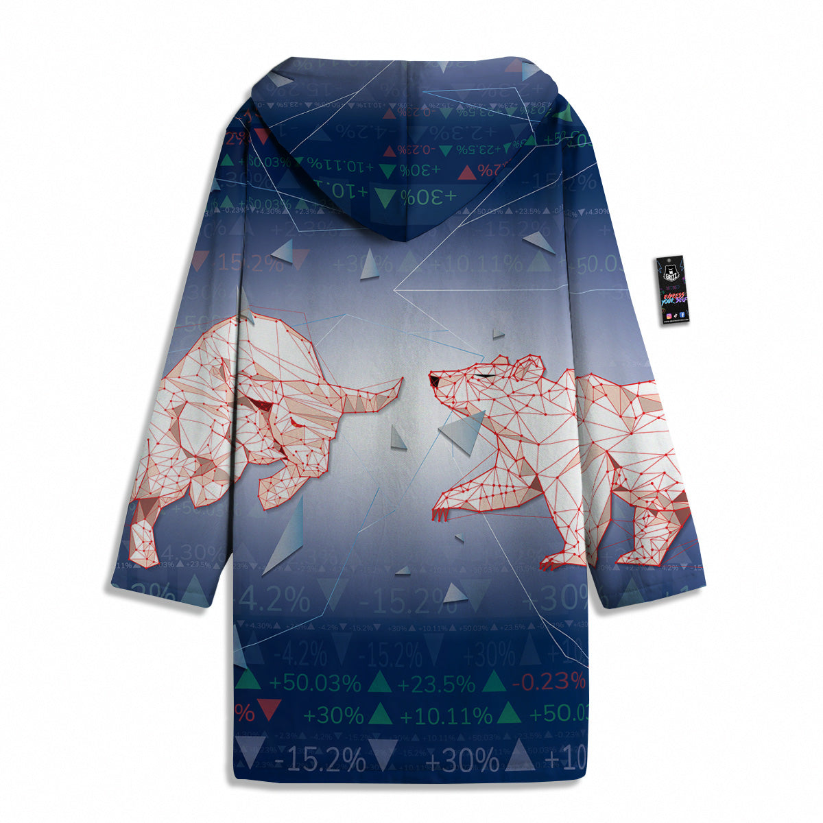Stock Market Bear And Bull Print Men's Windbreaker Jacket-grizzshop