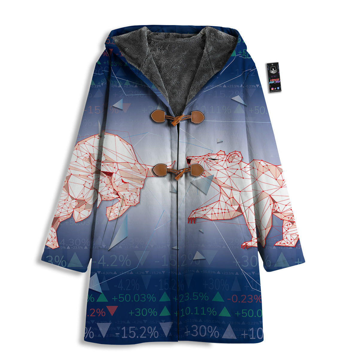 Stock Market Bear And Bull Print Men's Windbreaker Jacket-grizzshop