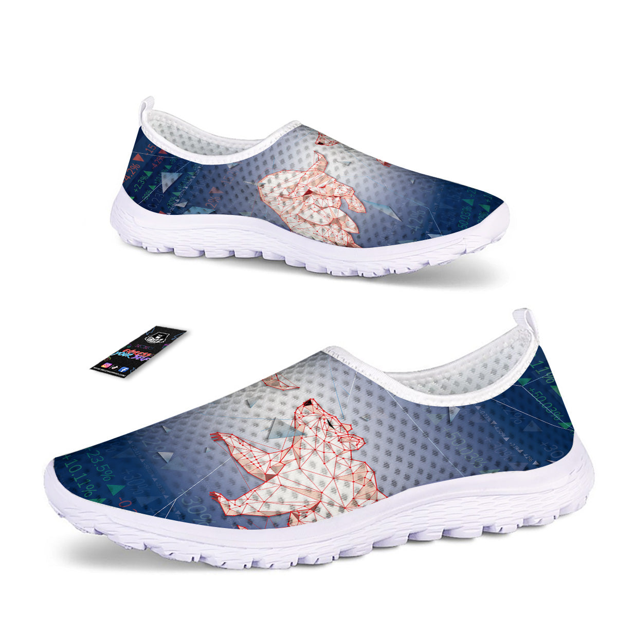 Stock Market Bear And Bull Print Nurse Shoes-grizzshop